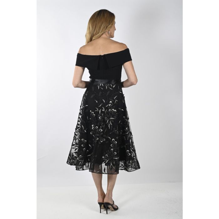 Kleid mit Carmenausschnitt, black/gold