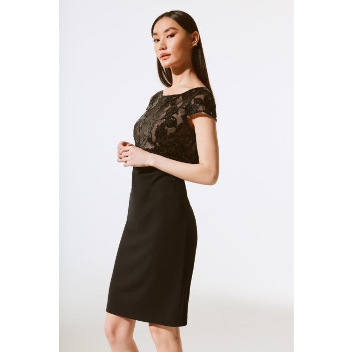 Etuikleid mit Spitze, black/nude