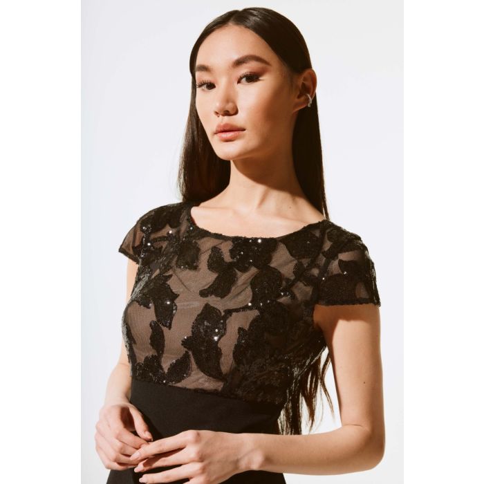 Etuikleid mit Spitze, black/nude