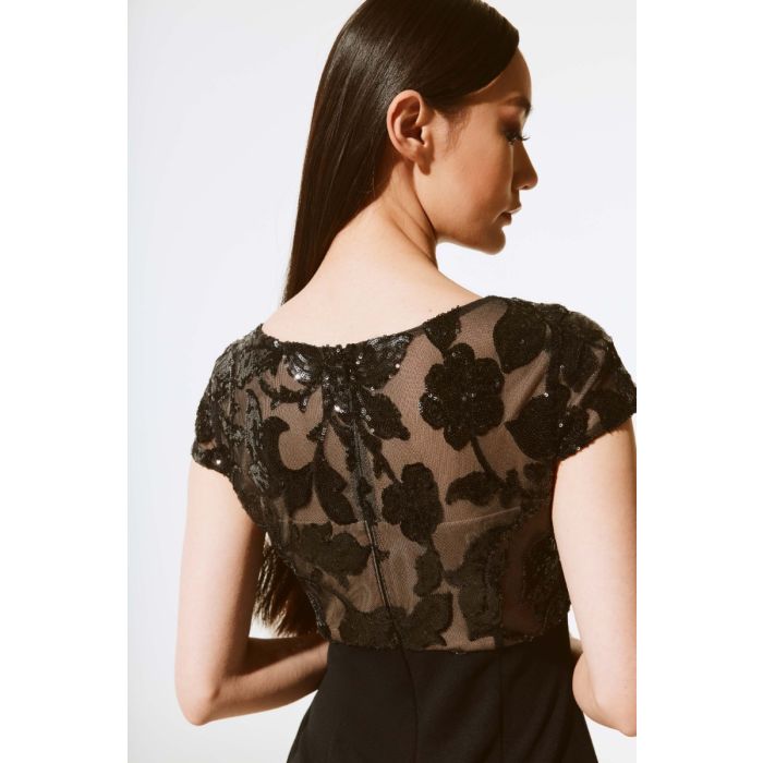 Etuikleid mit Spitze, black/nude