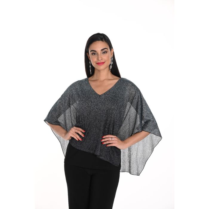 Bluse mit Überwurf, teal/black