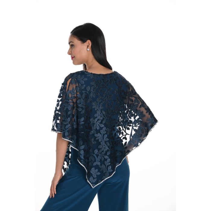 Bluse mit Samtüberwurf, teal