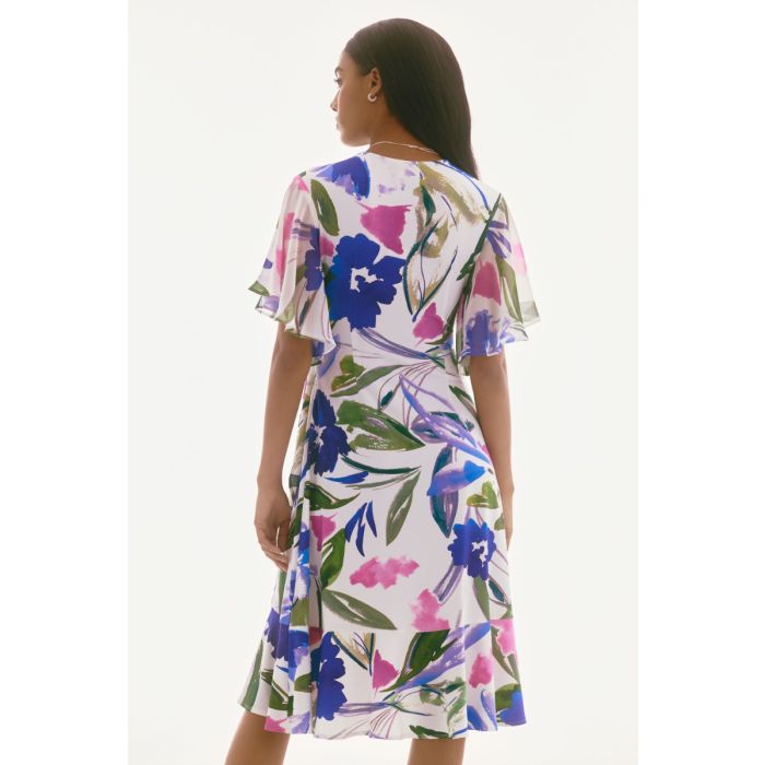 Kleid mit Volants, elfenbein/multi
