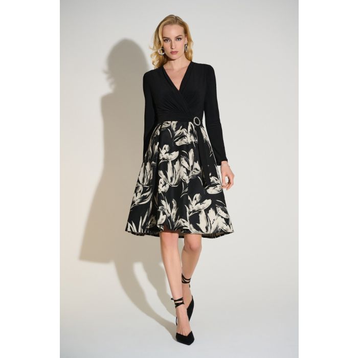 Jaquard-Kleid, elefenbein/schwarz