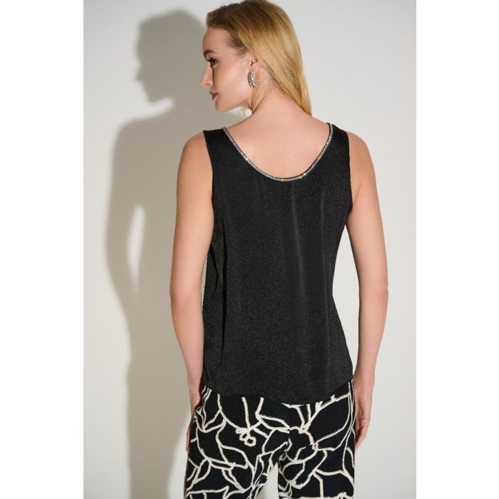 Satin-Top mit Strasskante, black