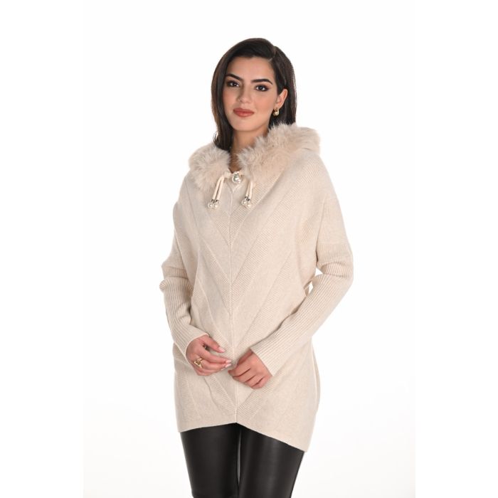 Da-Pullover mit Kapuze, oatmeal