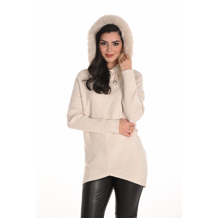 Da-Pullover mit Kapuze, oatmeal