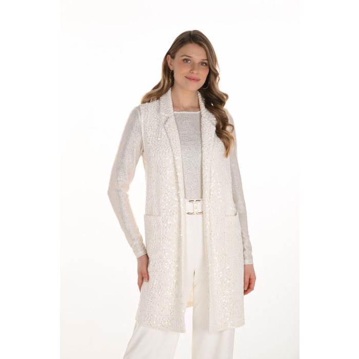 Paillettenweste, winter white