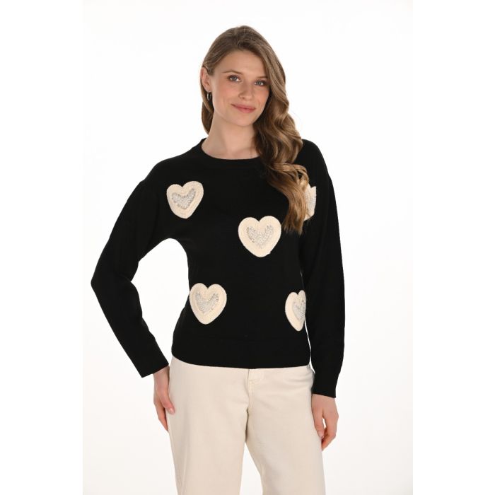 Da-Pullover, beige/black