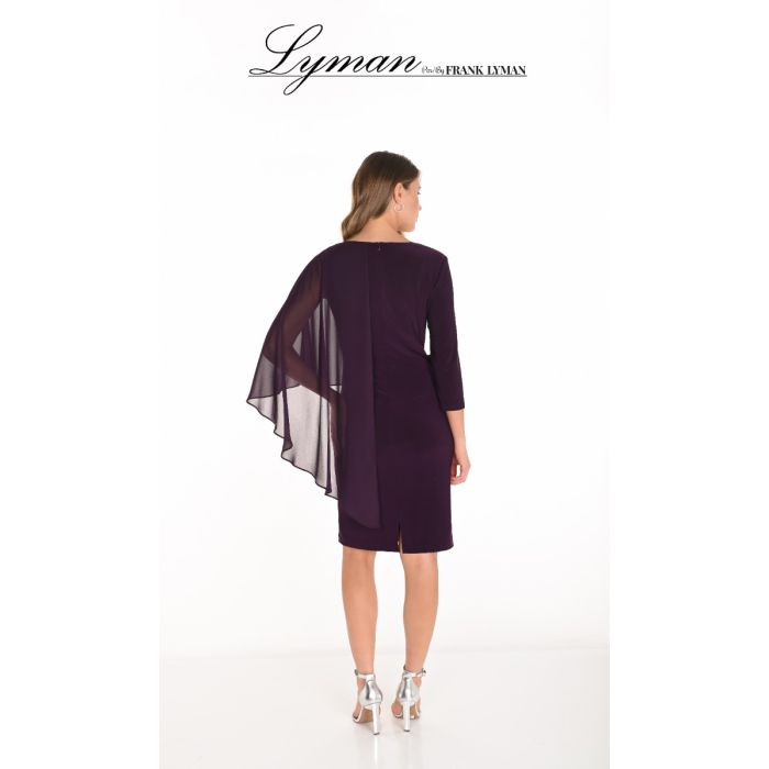 Kleid mit Überwurf, deep plum