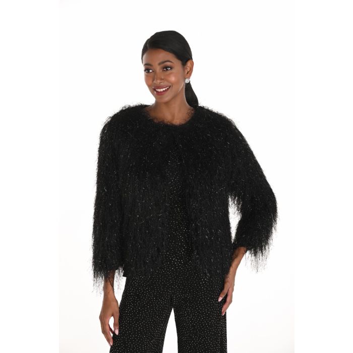 Blazer mit Fransen, black