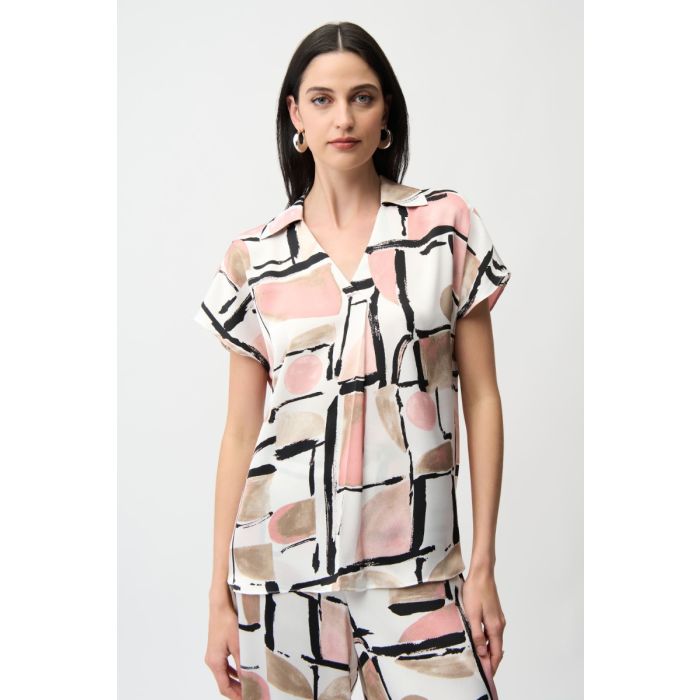 Da-Bluse, vanille/multi