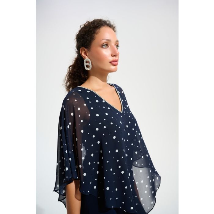 Bluse mit Überwurf, midnight blue/vanille