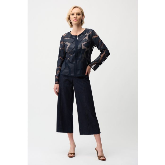 Meshjacke mit Lederimitat, midnight blue