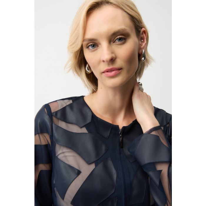 Meshjacke mit Lederimitat, midnight blue