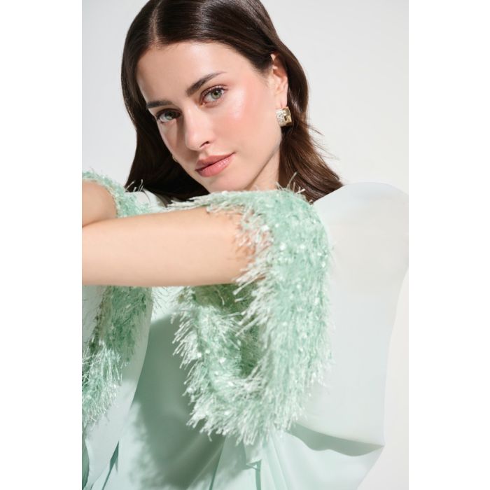 Da-Bluse mit Fransen, pistazie