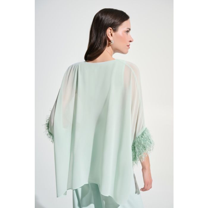 Da-Bluse mit Fransen, pistazie