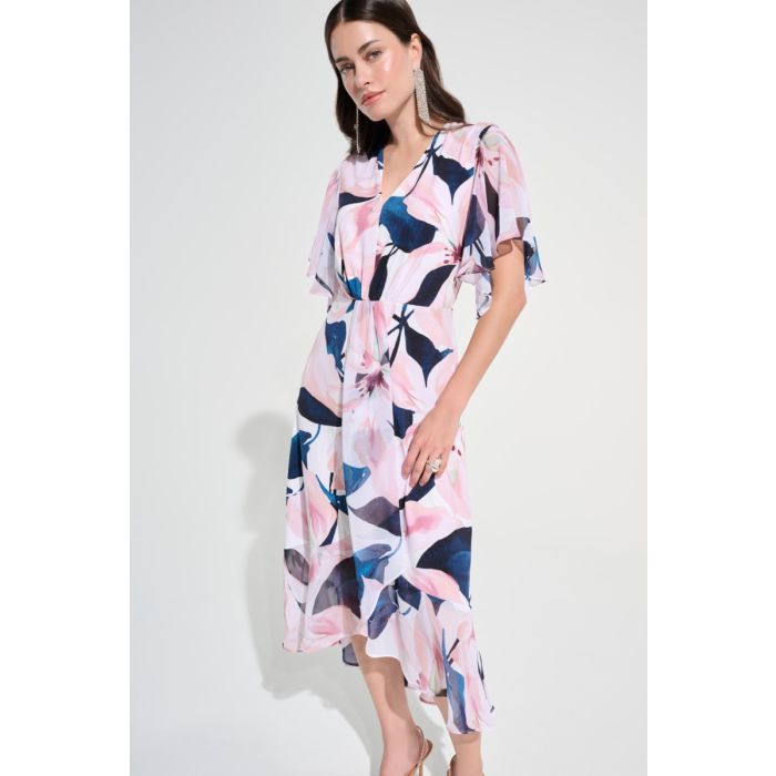 Kleid mit Chiffonarm, vanille/multi