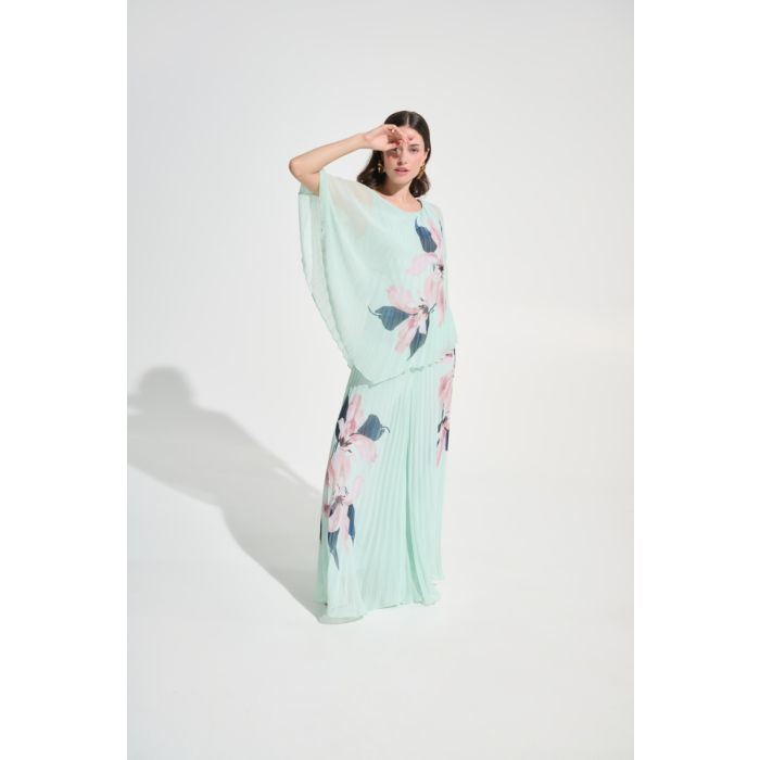 Plisseebluse, pistazie/multi