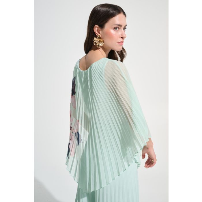 Plisseebluse, pistazie/multi