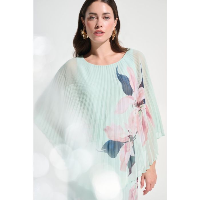 Plisseebluse, pistazie/multi