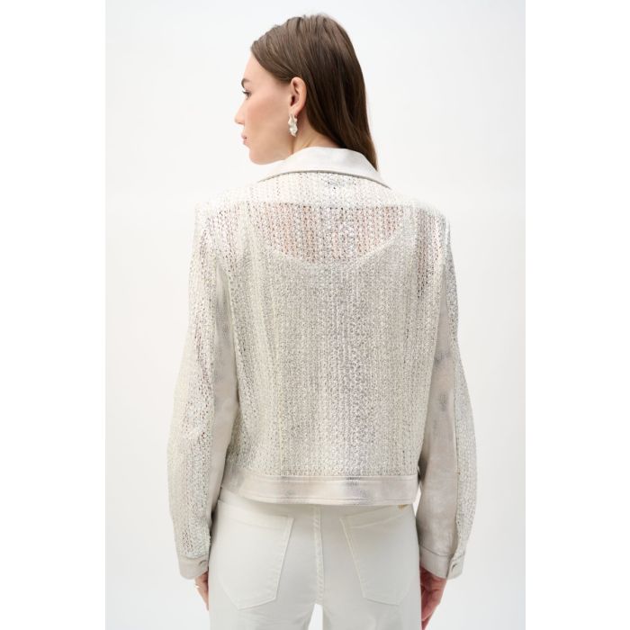 Bikerjacke, champagner/silver