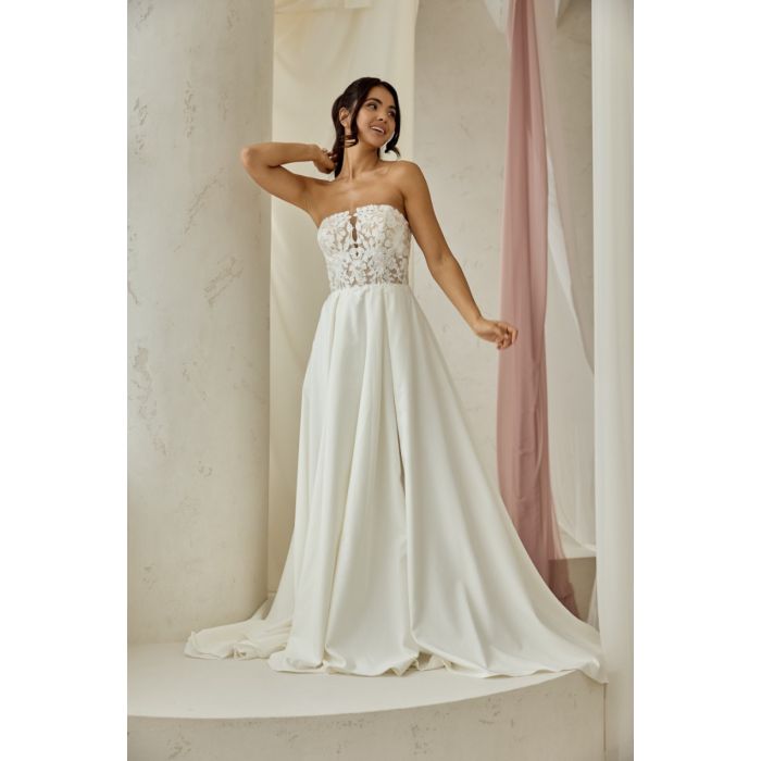 Brautkleid mit Mikadorock, ivory/nude