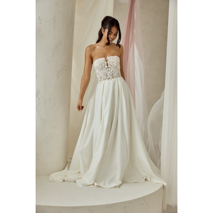 Brautkleid mit Mikadorock, ivory/nude