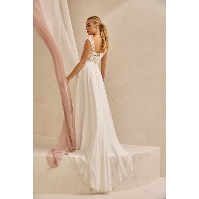 Brautkleid mit Chiffonrock und transparentem Oberteil, ivory