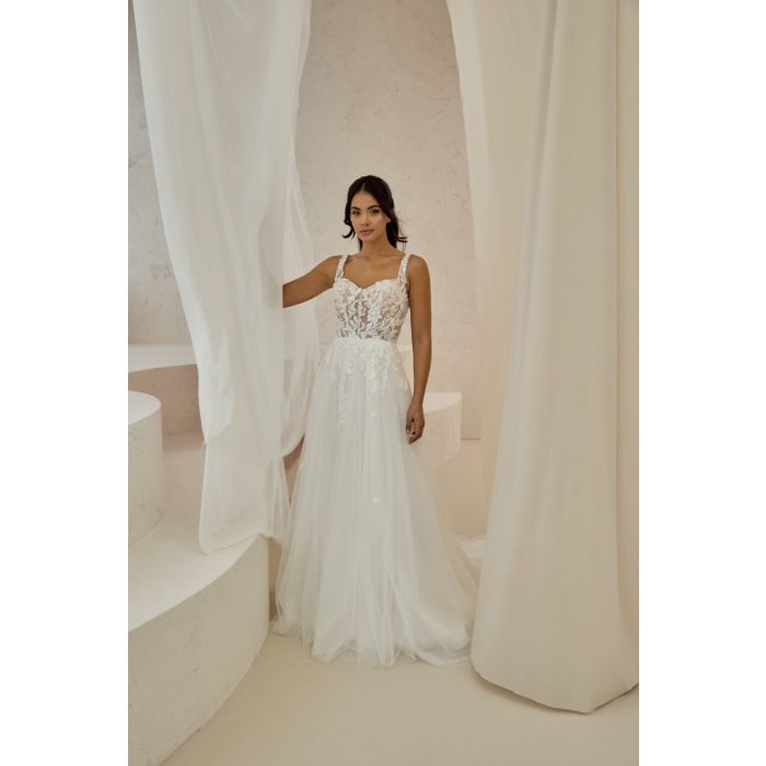 Brautkleid mit Tüllrock und Spitze, ivory