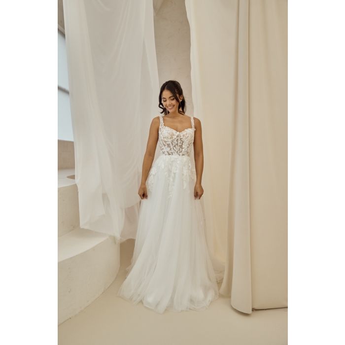 Brautkleid mit Tüllrock und Spitze, ivory