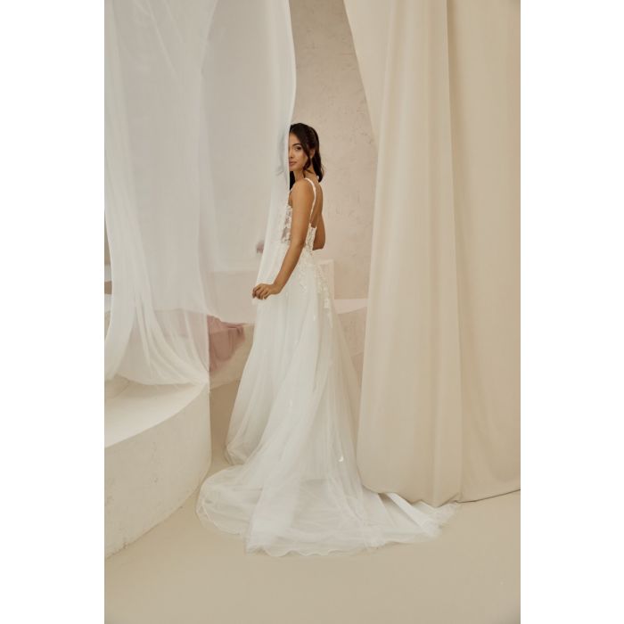 Brautkleid mit Tüllrock und Spitze, ivory