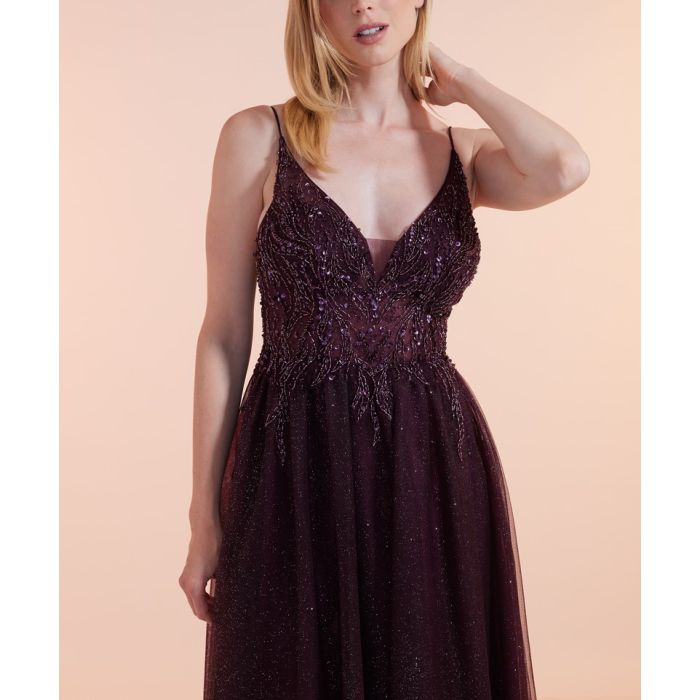 Abendkleid mit Glitzertüll, purple rain