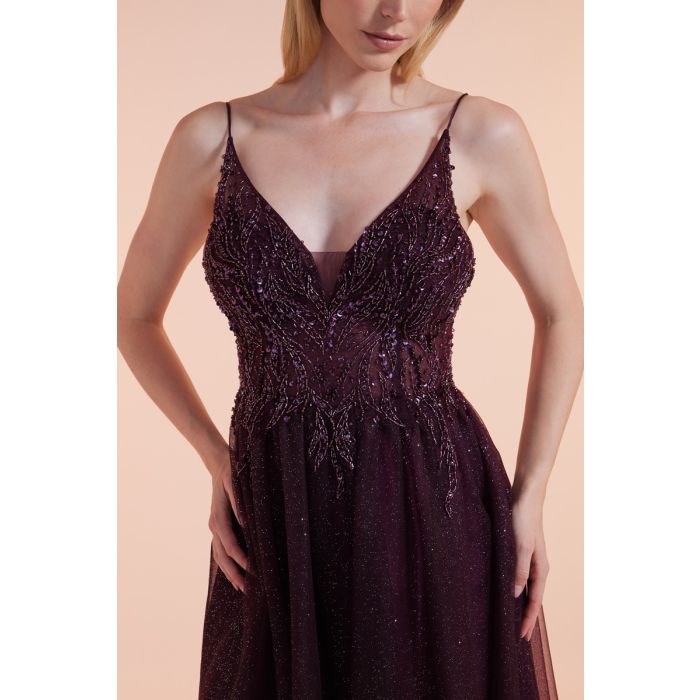 Abendkleid mit Glitzertüll, purple rain
