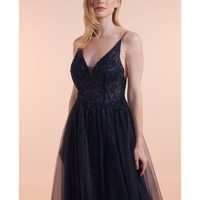 Abendkleid mit Glitzertüll, blue shadows
