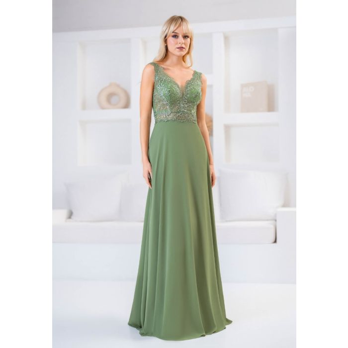 Abendkleid mit Chiffonrock, peppermint green