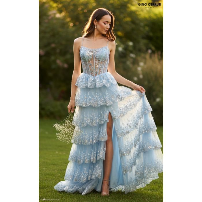 Abendkleid mit Stufen-Aubrey-light blue