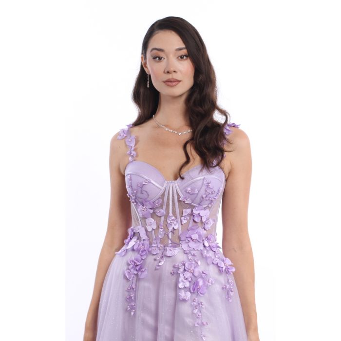 Abendkleid mit Blüten-Aine, lilac