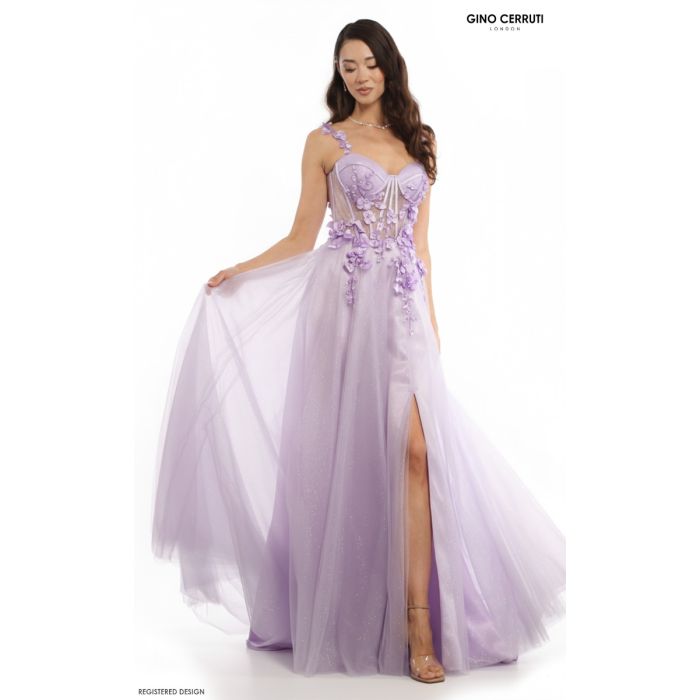 Abendkleid mit Blüten-Aine, lilac