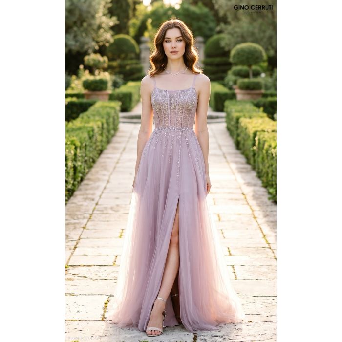Abendkleid mit Corsage, silver/rose