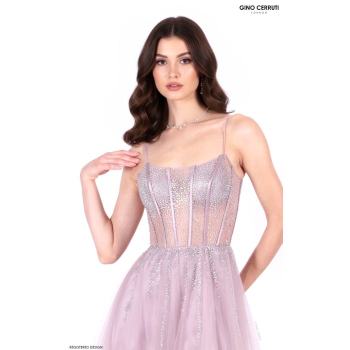 Abendkleid mit Corsage, silver/rose