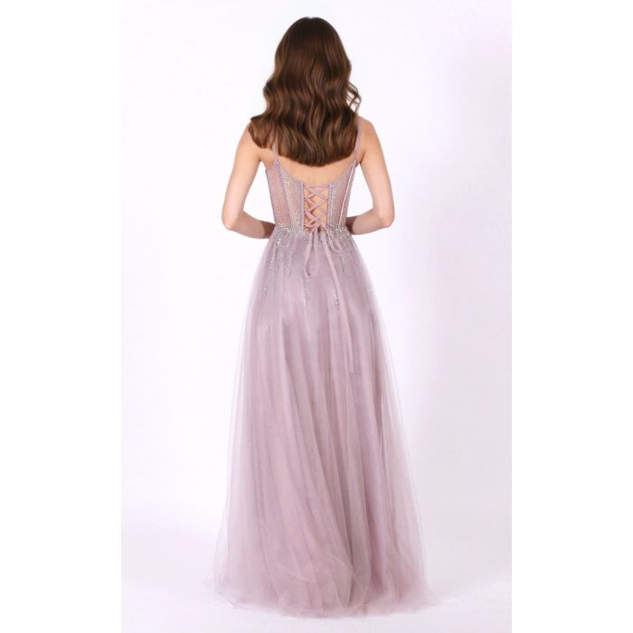 Abendkleid mit Corsage, silver/rose