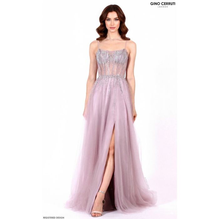 Abendkleid mit Corsage, silver/rose