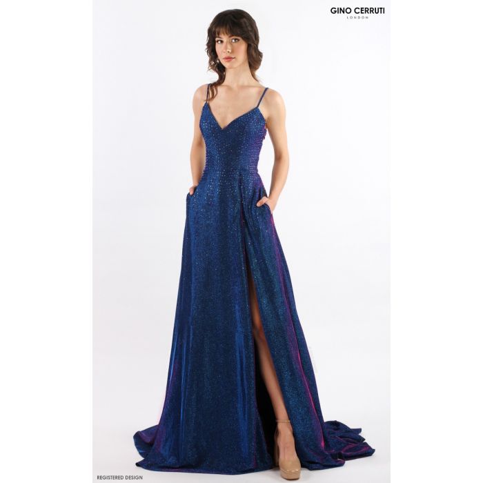 Abendkleid mit Glitzer-Emily, royal blue