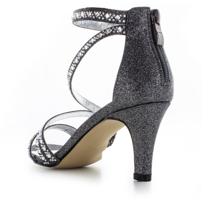 Sandalette, glitter-schwarz