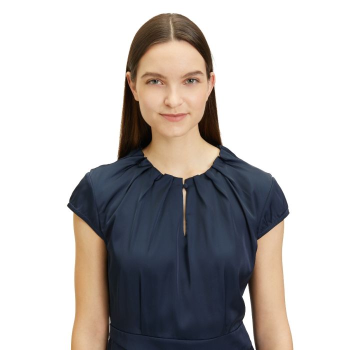 Etuikleid mit Spitzenrock, navy blue