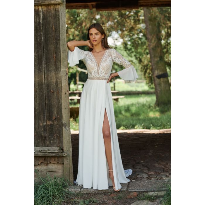 Brautkleid mit Spitzenoberteil,ivory