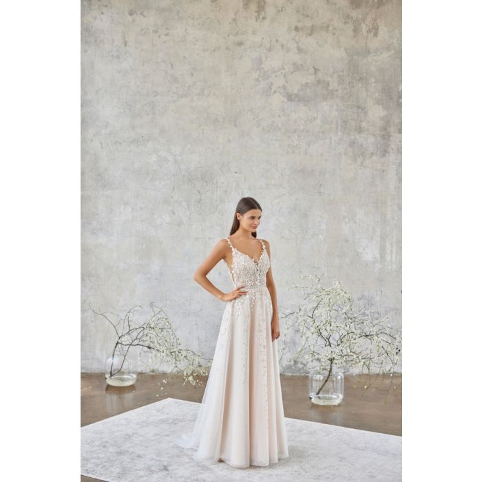 Brautkleid mit Blätterspitze,beige/ivory