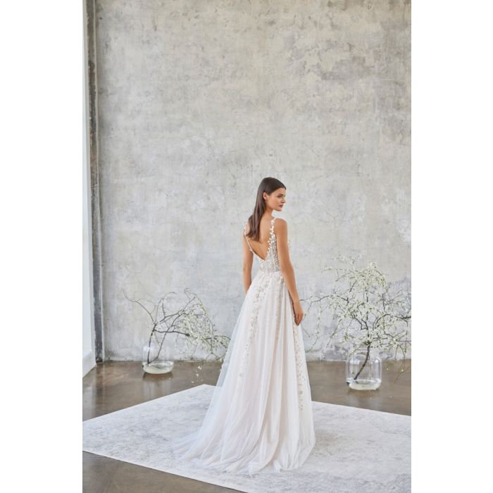 Brautkleid mit Blätterspitze,beige/ivory