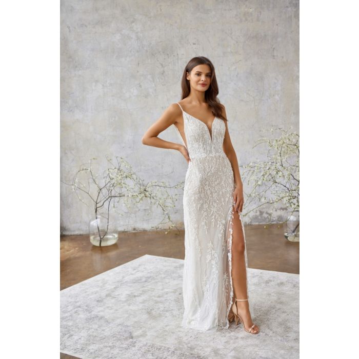 Brautkleid mit hohem Schlitz,beige/ivory